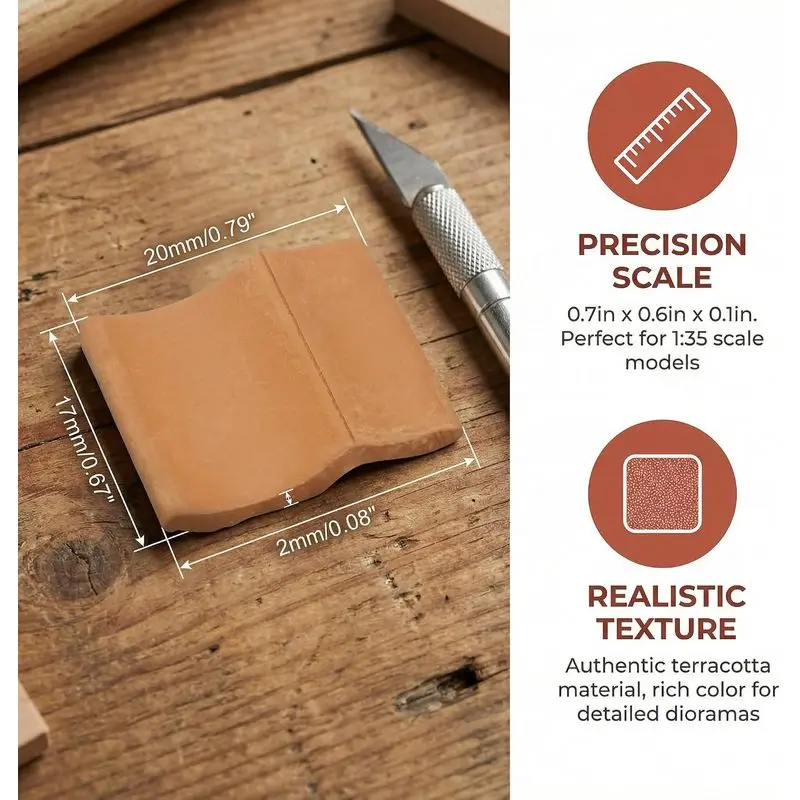 200Pcs 1:16 Miniature Cement Roof Tiles, Tiny Model Building Bricks, DIY Diorama Landscaping Microhouse Craft Accessories