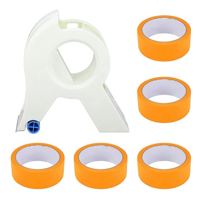 

A73P-6PCS Set Masking Paint Tape Applicator, Painters Tape Applicator Tool With 5 Rolls Trim Paint Tape And Dispenser