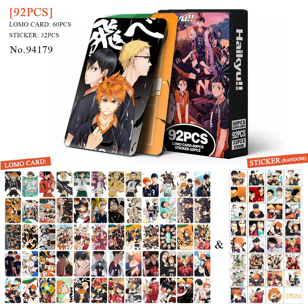 92Pcs/Set Haikyuu Series High Quality Lomo Cards Hinata Shoyo Tobio Kageyama HD Printd Photocards And Stickers Collection Gifts