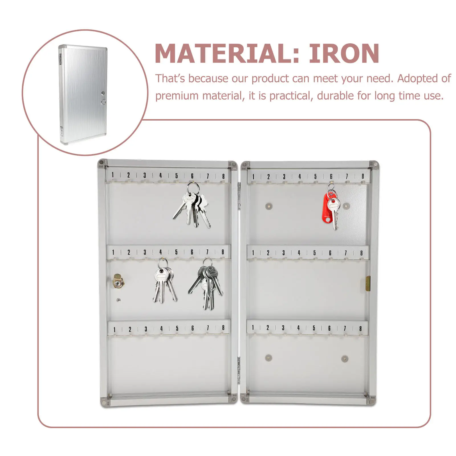 Aluminum Alloy Key Storage Box Wall Mount Multiple Slots Key Management Security Cabinet Organizer for Schools Hospitals