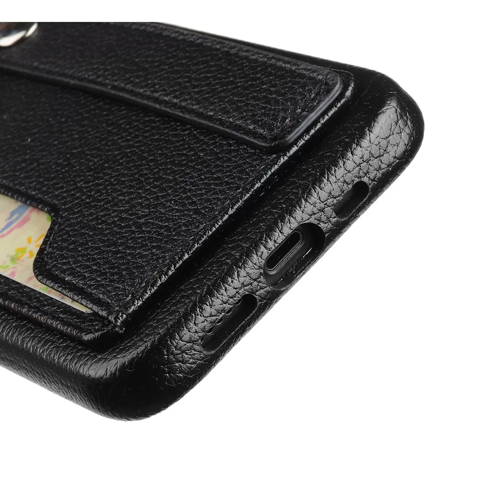 Card Slot Wrist Strap Leather Phone Case For iPhone 16 15 14 13 12 Pro Max Litchi Grain All-inclusive Cover
