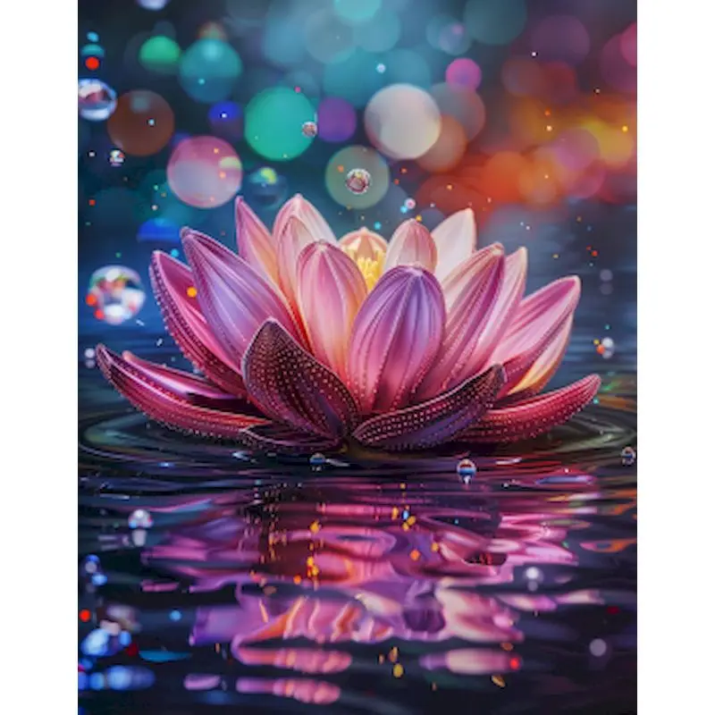 

GATYZTORY Painting By Number Pink Lotus Flowers 40x50cm Frame Coloring By Numbers On Canvas DIY Gift Home Decoration