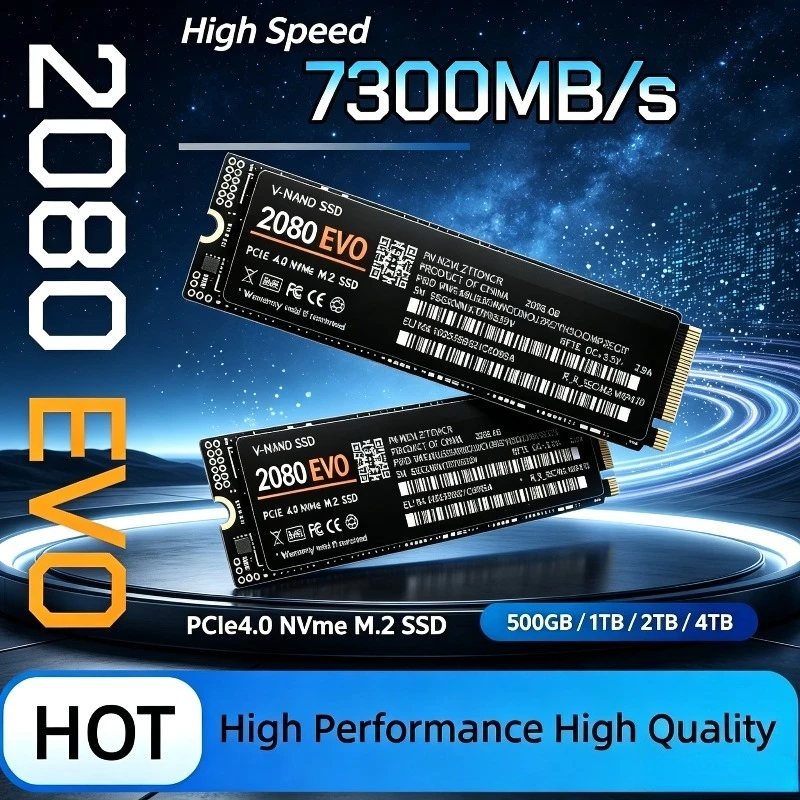 2080 EVO SSD NVMe M.2 2280 PCIe4.0 x4 7300MB/s TLC 3D NAND Internal Gaming Drive 500GB-4TB for PS5 Desktop Laptop.