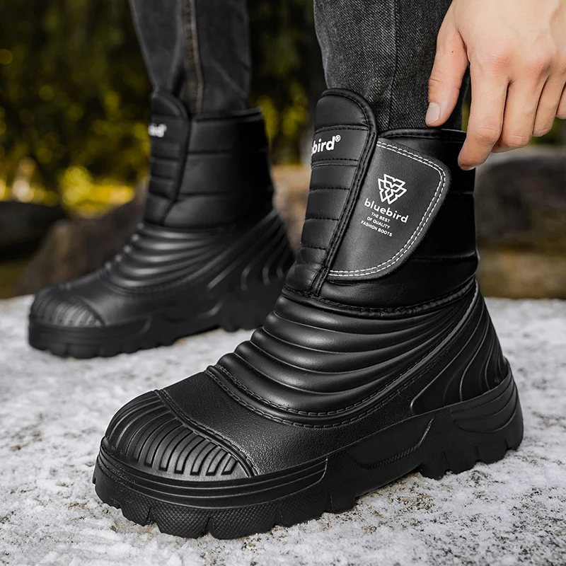 أحذية الثلوج الرجالية الشتوية الدافئة أفخم عارضة الأحذية لينة وحيد المضادة للانزلاق بالإضافة إلى حجم الأحذية في الهواء الطلق أزياء الشباب الراحة أحذية عالية أعلى