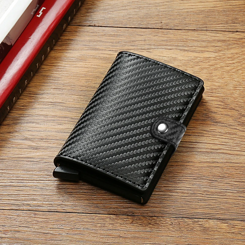 Antitheft ID Credit Card Holder Men Wallets Luxury Carbon Fiber Blocking Rfid Aluminum Bank Cardholder Case Slim Wallet for Men