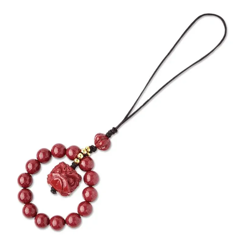 Pendentif de perles de danse cinabre pour hommes et femmes, porte-clés de couple, pendentif de téléphone portable rétro, cadeau de bijoux porte-bonheur