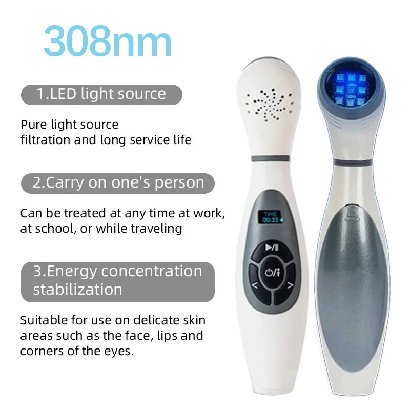 

308-Nanometer Ultraviolet Light Therapy Device For Topical Treatment Of Psoriasis And Vitiligo - Portable Phototherapy Device