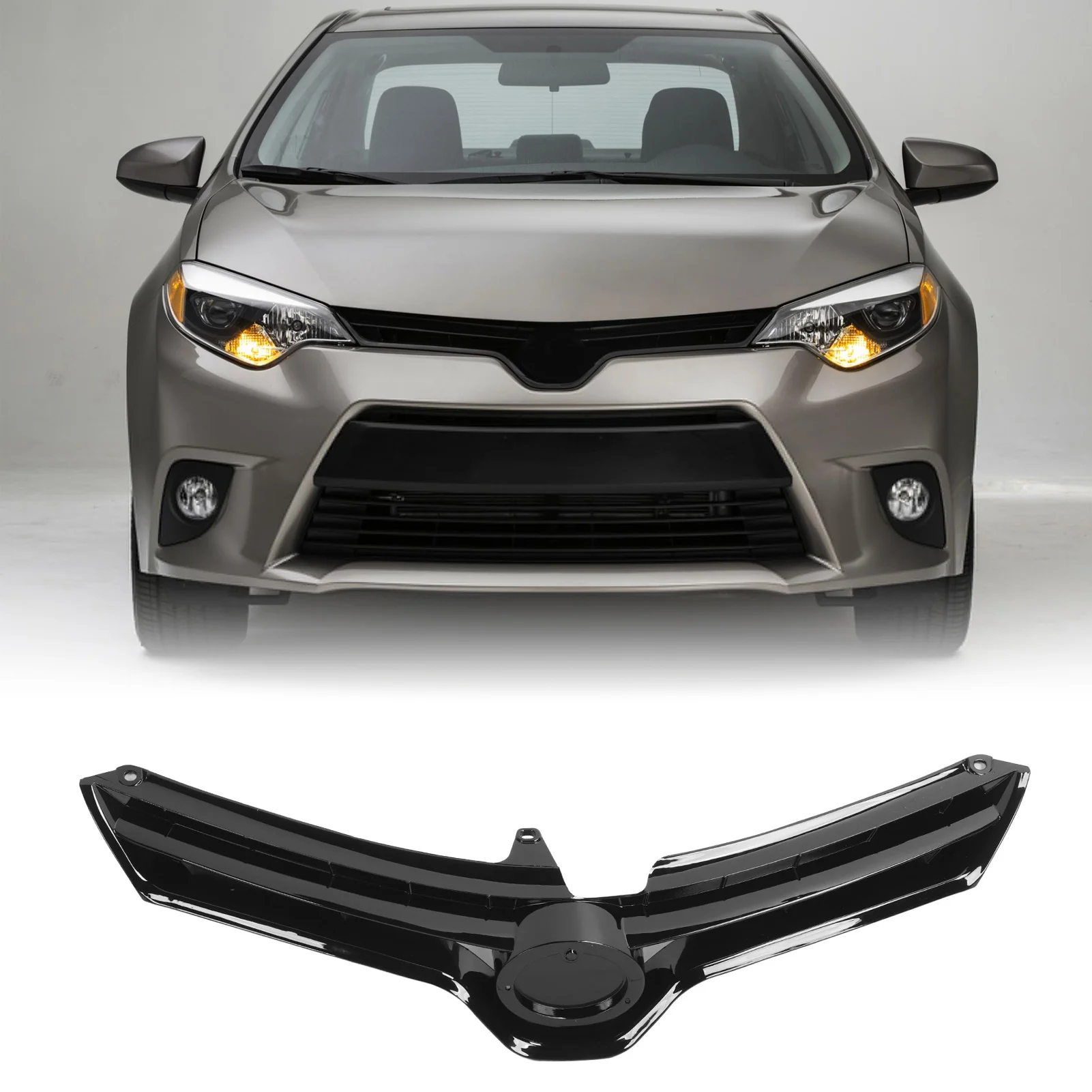 

Front Bumper Upper Grille 53100 02560 Upper Hood Grill Cover Replacement For Toyota Corolla L LE CE 2014 To 2016 Black