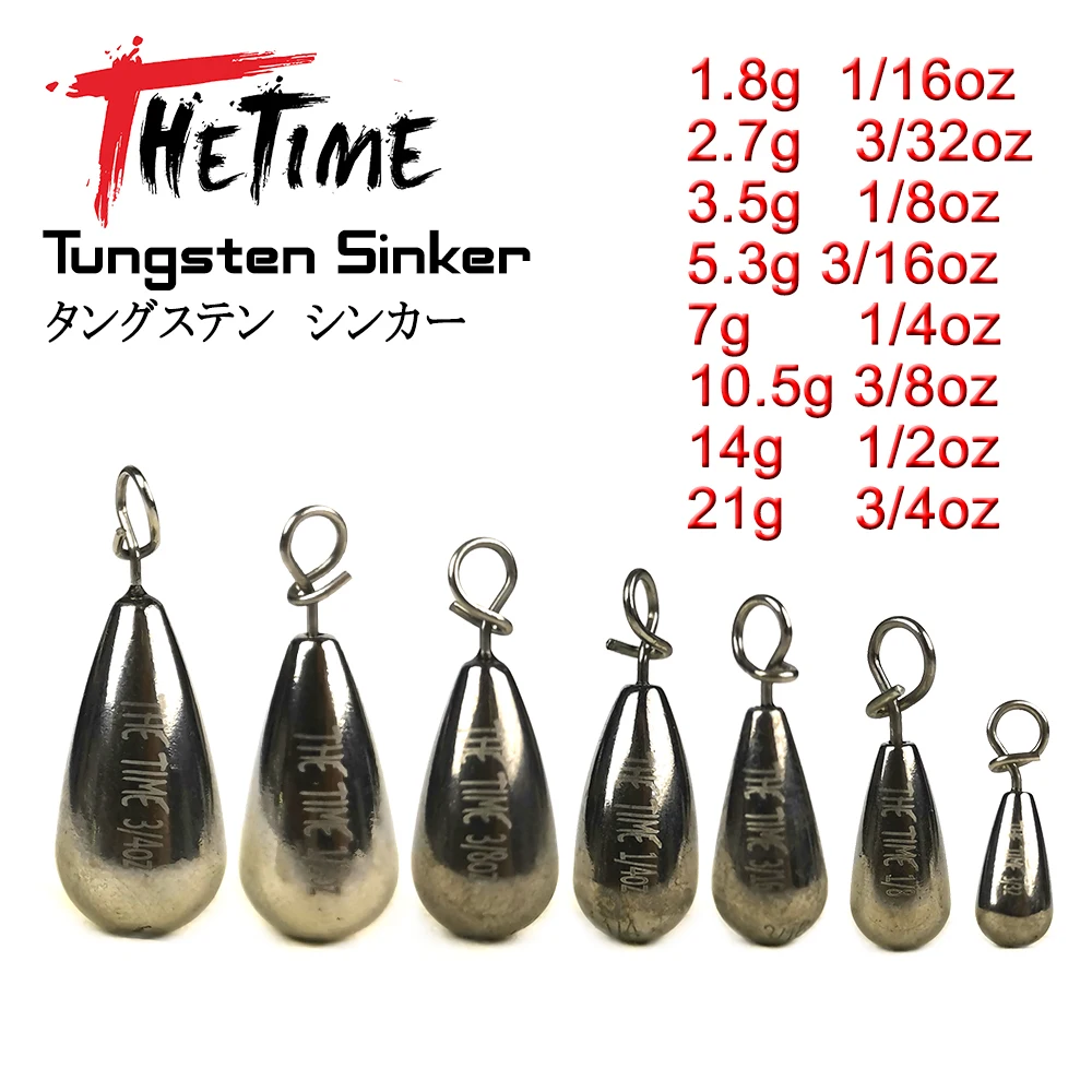 Quick Setup Drop Shape Tungsten Sinker 1/16 - 1 Oz Bass Fishing Jig Free Rig Weight 1.8-28g Lure Accessory