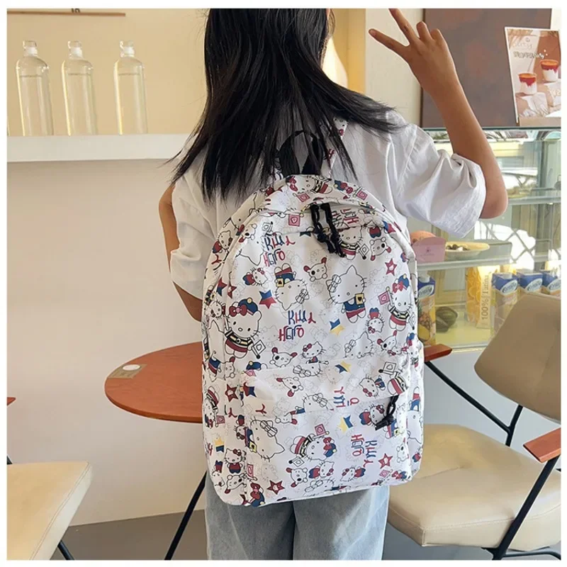 Hello Kitty Lovable Backapck Trendy Rucksack Kawaii High Capacity Light Backpack Girl School Bag Woman Cute KT Cat School Bag