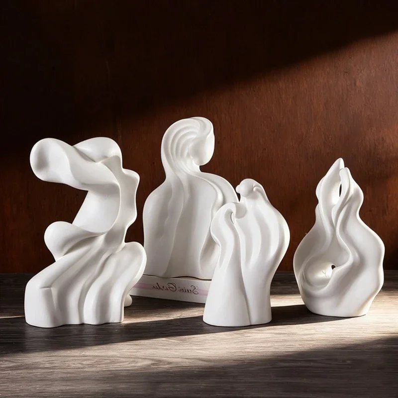 Irregular Abstract Ceramic Sculpture Wrinkled Ribbon Ceramic Handicrafts Decorative Figurines Home Decoration Accessories