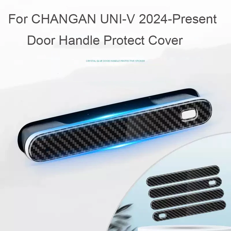 Car Drip Glue Door Handle Cover Anti Scratch For CHANGAN UNI-V 2024-Present Auto One Click Start Knob Parking Switch Sticker