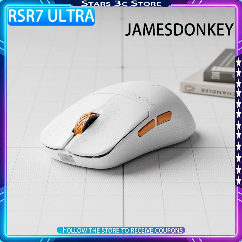 

Игровая мышь Jamesdonkey RSR7 Ultra с сенсором PAW3395/3950, беспроводная, три режима подключения, эргономичный легкий дизайн, 8K, низкая задержка, подарок для геймера