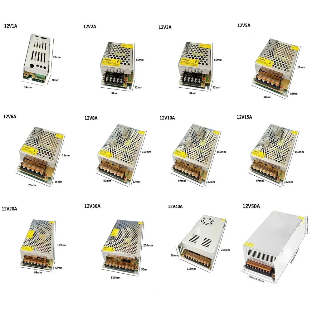 Switching Power Supply 5V 12V DC Power Supply 24V AC 110V - 220V 5A 10A 15A 20A 25A 30A 40A 50A SMPS For LED Strip CCTV Motor