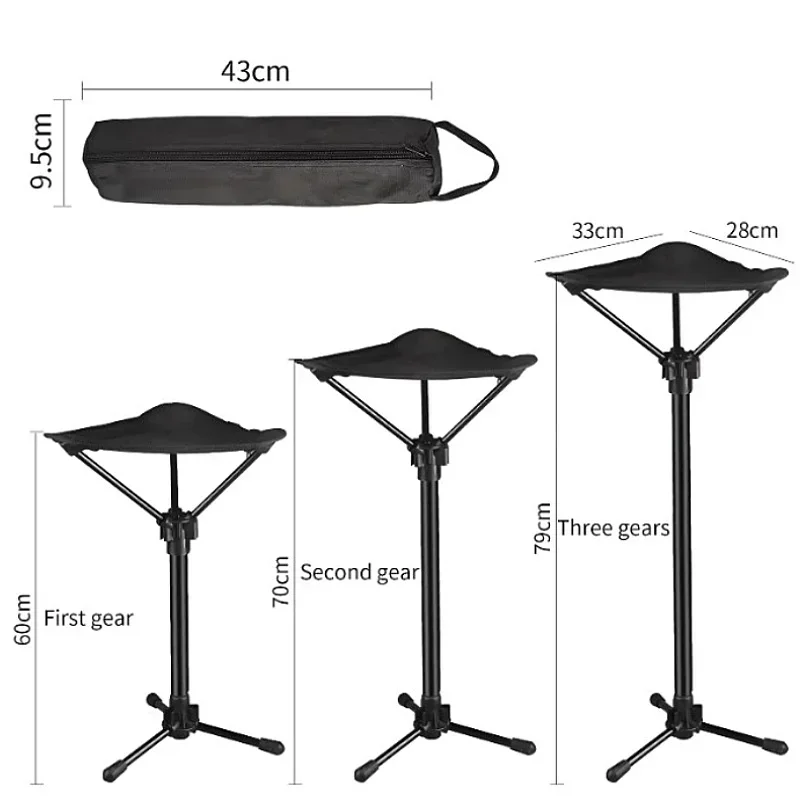 Folding Stool Outdoor Camping Chair Portable Stainless Steel Telescopic Ultralight Maza Nature Hike Fishing Seat Artifact