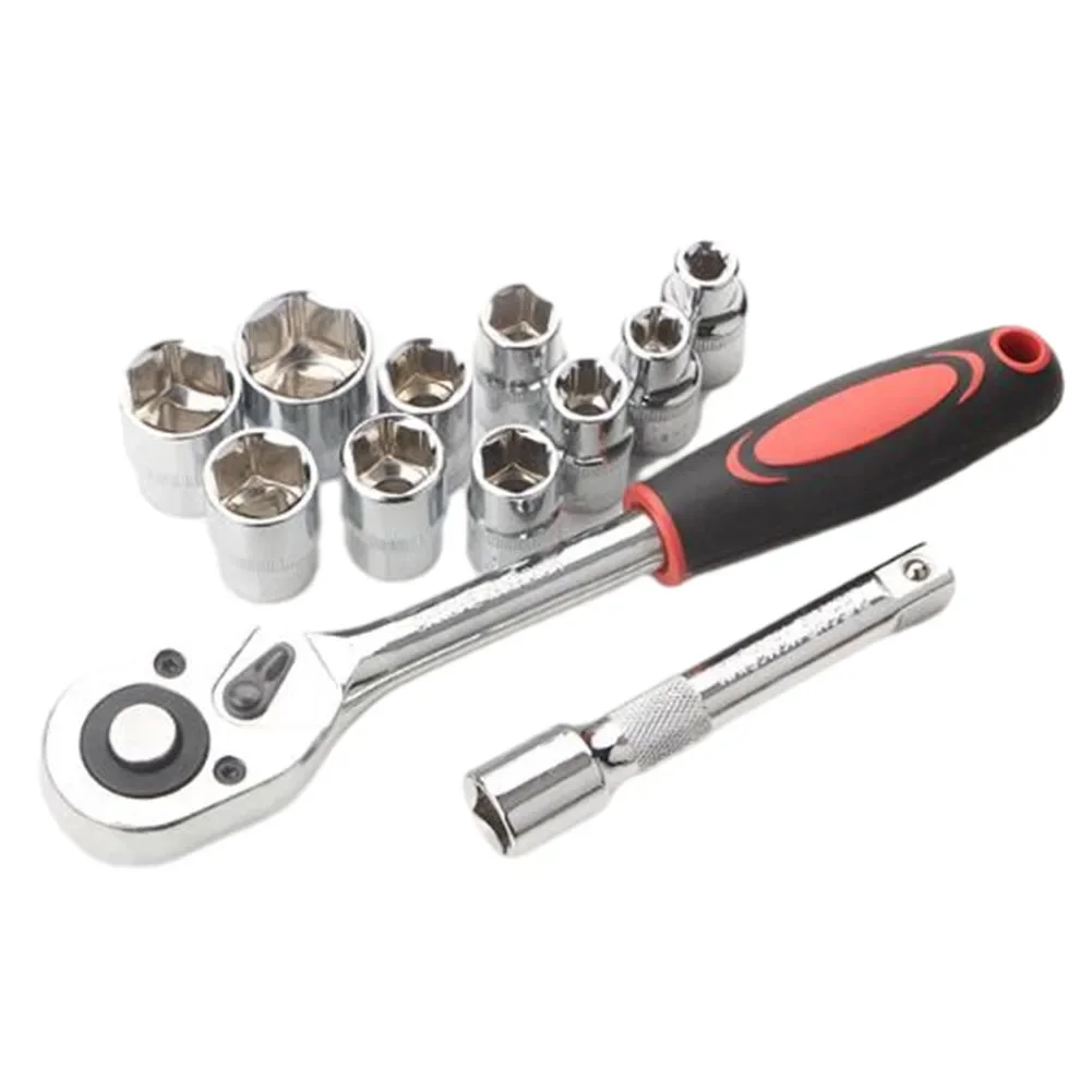 12 stücke 1/4inch ratsche steckschlüssel set multifunktion schlüssel verlängerung stange mit steckdosen für fahrrad motorrad auto reparatur werkzeug