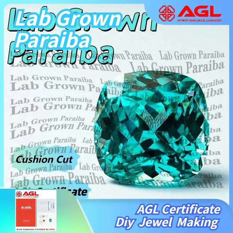 

Lab Grown Paraiba Gemstone for DIY Jewelry Making Cushion Cut Inlay Ring Necklace AGL Certificate Lab Created Paraiba