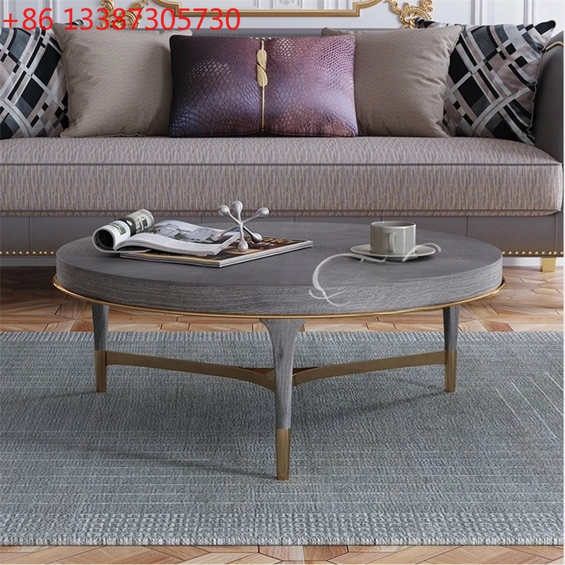 

Designer round edge few solid wood coffee table simple creative modern light luxury