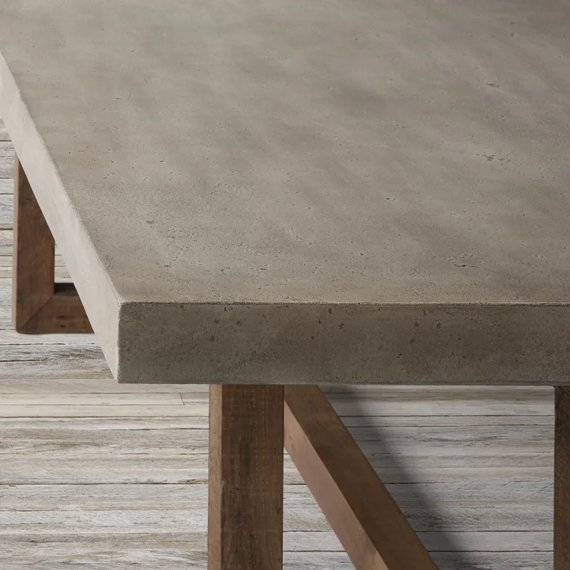 طاولة طعام بألوان أسمنتية مقلدة من الخشب الصلب الأمريكي، طاولة طعام كلاسيكية لفيلا الفندق، طاولة مؤتمرات على الطراز الصناعي، طاولة طويلة #4