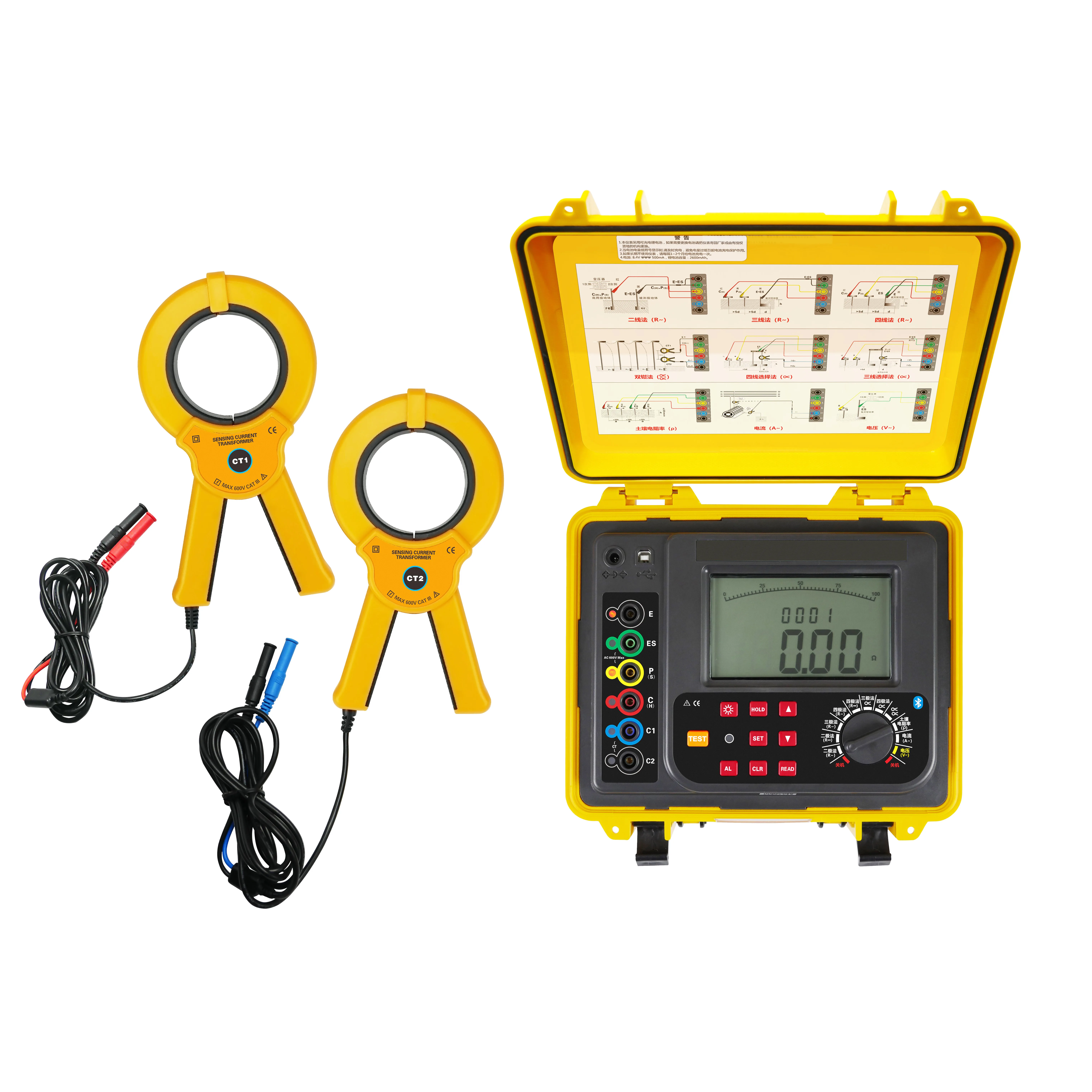 Double Clamp Grounding Resistance Tester Two Clamp Ground Resistance Measurement Device
