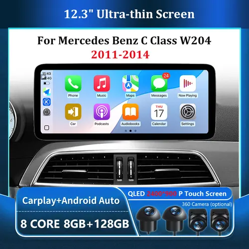 Android Auto Drahtlose Carplay Auto Multimedia-Player Video Display Stereo Bildschirm Für Mercedes Benz C Klasse W204 2011-2014 2din
