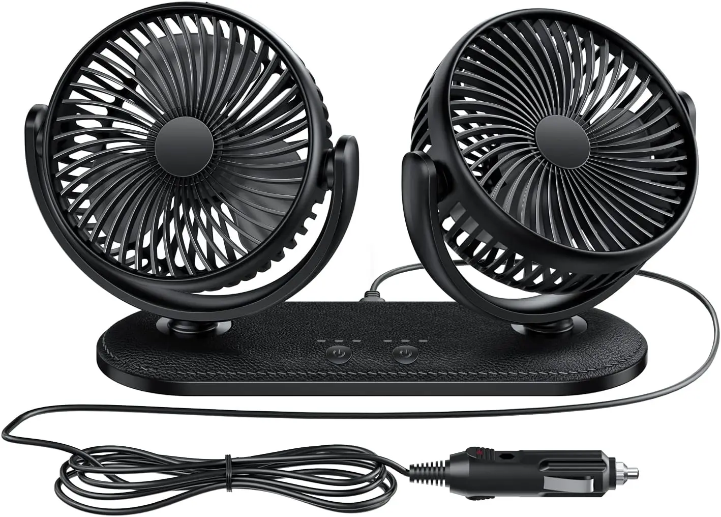 Car Fan 12V / 24V Portable Auto Cooling Fan Dual Head Rotatable Vehicle Fans 3 Speeds Strong Wind Electric RV Van Boat Golf Cart