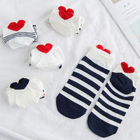 5 Pairs/lot New Arrivals Womens Cotton Socks Set Cute Girls Invisible Short Ankle Sock Casual Red Heart Female Funny Happy Socks