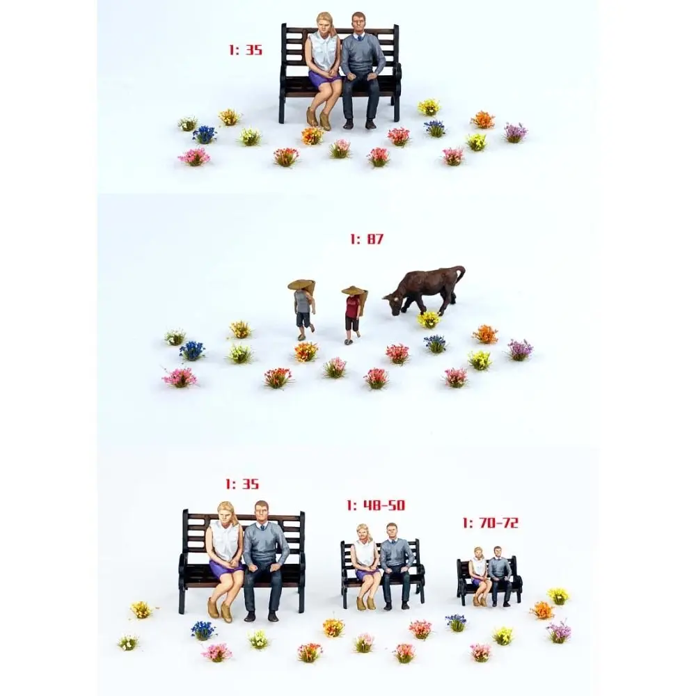 Simulazione Fiore in miniatura Erba Treno ferroviario Modello che fa ciuffo di erba statica Modello di terreno in resina Mini ciuffo di fiori