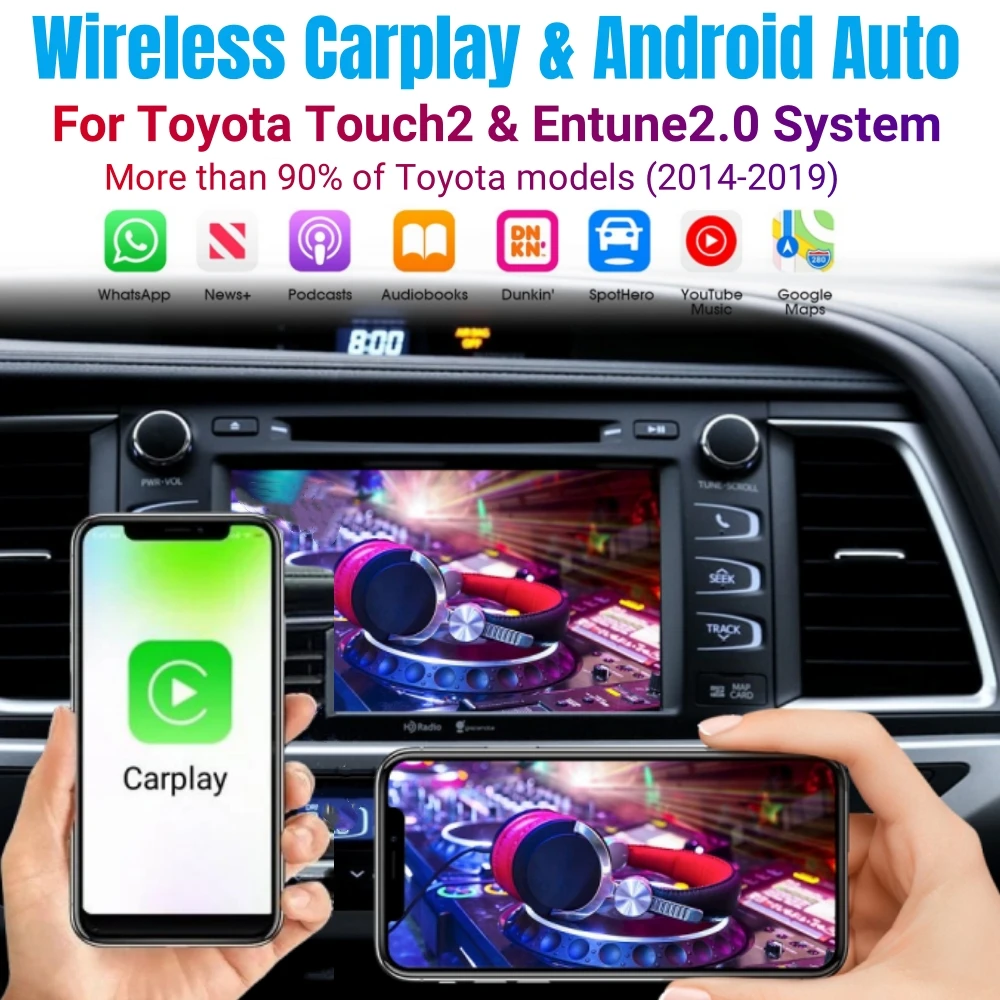 LEXXSON Wireless Apple Carplay Android Auto For TOYOTA Touch 2 Entune 2.0 Highlander Tundra Sienna Prius Yaris Camry CHR Module