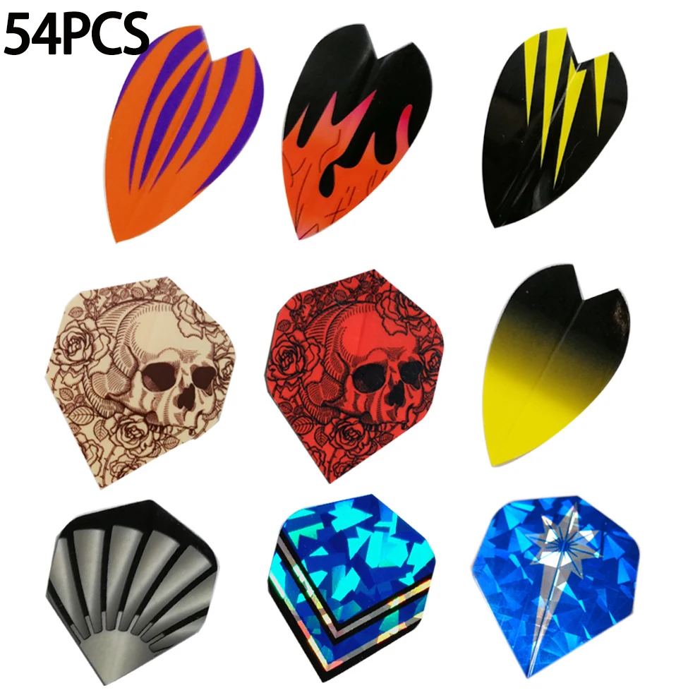 

54 шт. профессиональных стандартных оперений для дартс из ПЭТ, прочные и гибкие аксессуары для дартс, идеальный подарок для любителей дартса