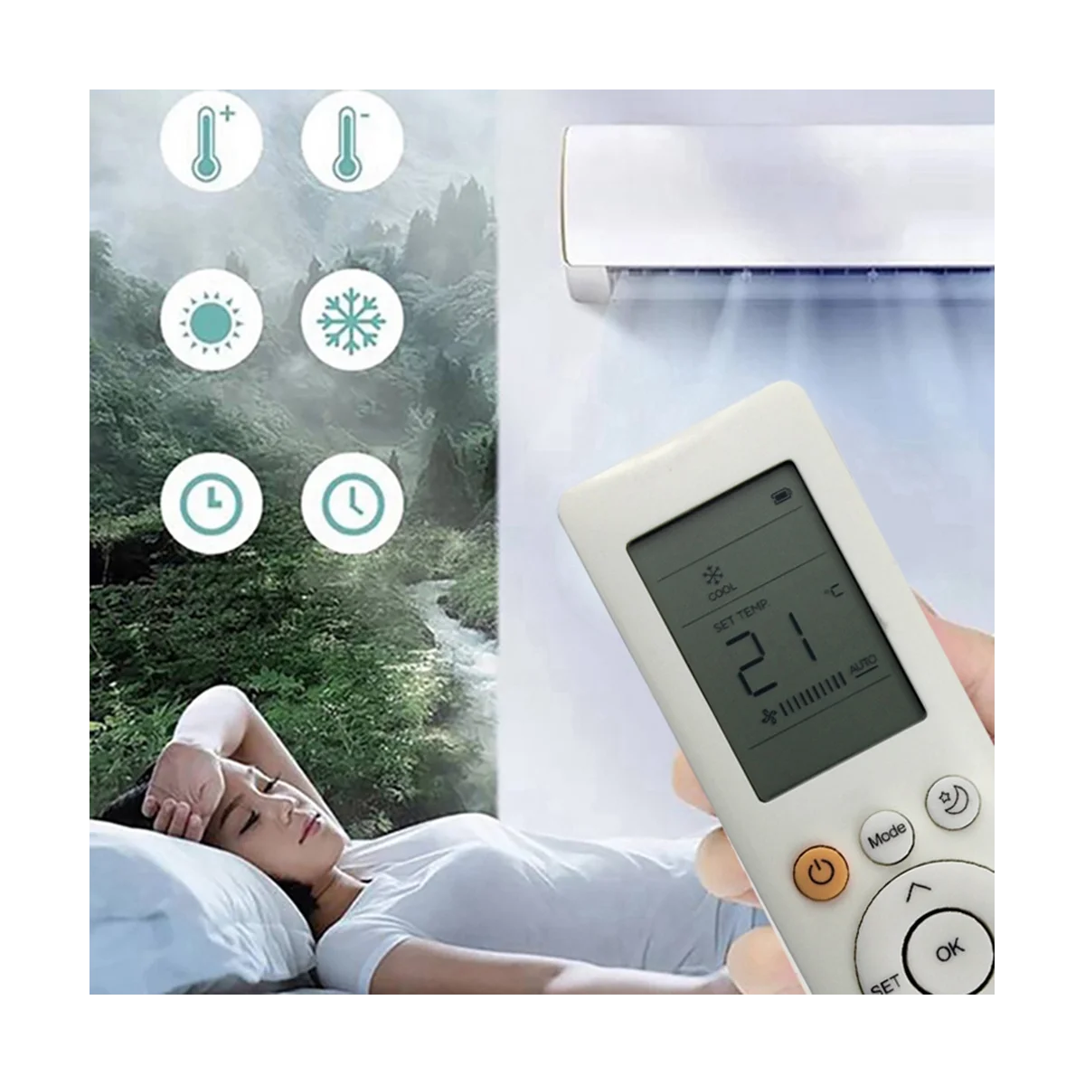 A57G-RG10B(B)/BGEF Reemplazo de control remoto para aire acondicionado Midea remoto RG10B(D)/BGEF RG10B(D1)/BGEFU1 RG10B1(D)/BGEF