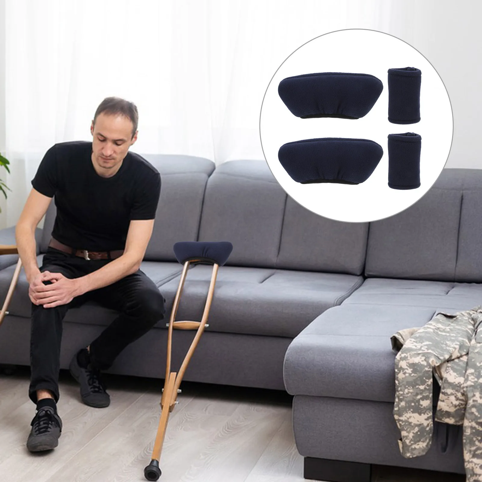 

1Set Underarm Crutch Pads Soft Cotton Polar Fleece Anti-Slip Ergonomic Forearm Crutch Covers Hand Grip Cushion Support