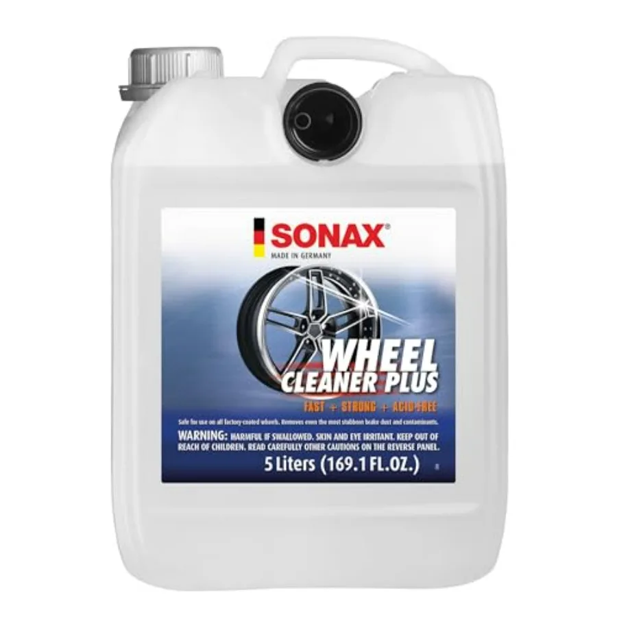 

Средство для чистки колес Wheel Cleaner Plus 5 л, бескислотная формула с изменением цвета для легкого удаления тормозной пыли, грязи и загрязнений, безопасно для всех типов колес.