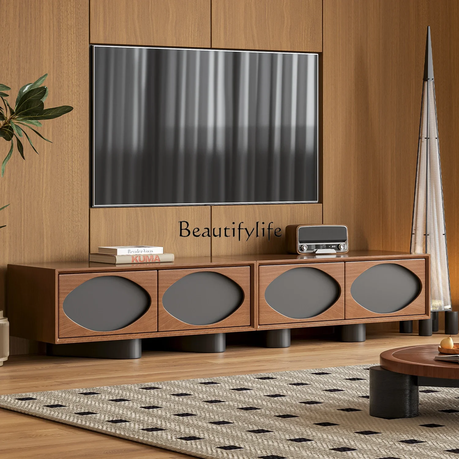 

FG44Japanese-Style Obsidian TV Cabinet Living Room B & B Boxwood TV Stand