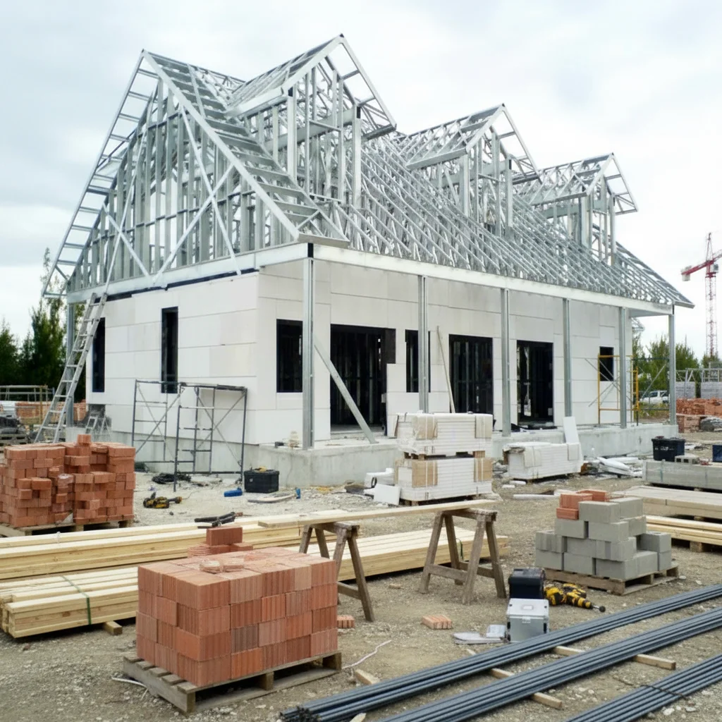 Prefabricated Multi-Functional Steel Structure Tiny Villa House Midcentury Modern Design Wind Resistance 81-120mph for Building