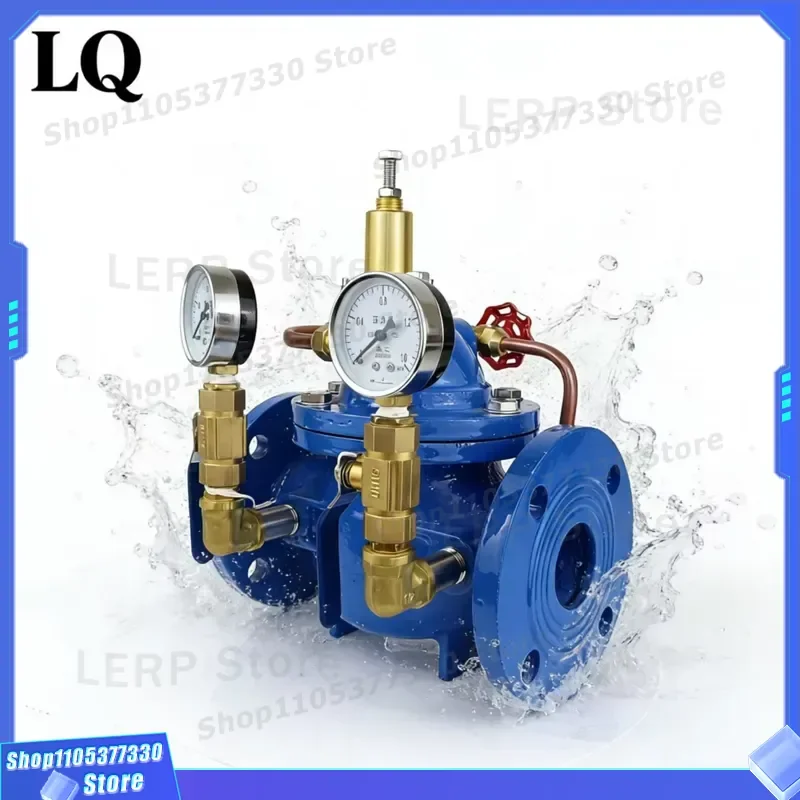 Adjustable Pilot Operated Hydraulic Pressure Reducing Valve 200X Cast Iron Water Control Dn100 For Pipeline System Flow