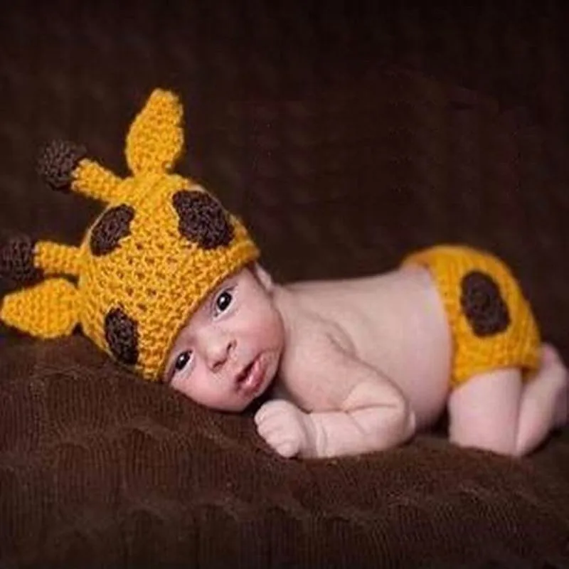 Baby Photoshoot Outfit Deer Lion Newborn Photography Props Baby Crochet Knit Costume Cartoon Deer and Lion Infant Hat Clothing