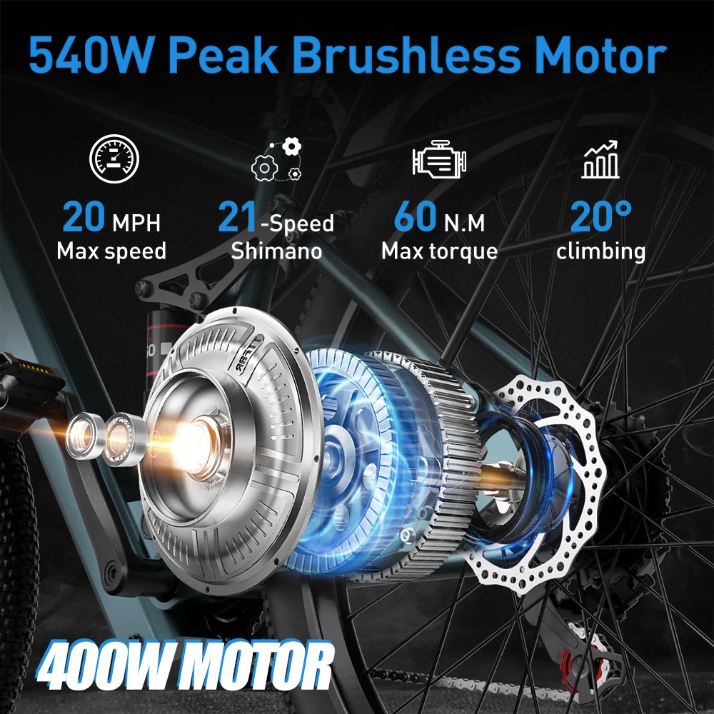 400W Lithium Battery 26inch Fat Tyre Mountain Bike 36V 13AH City Ebike Bicycle Electric Bike