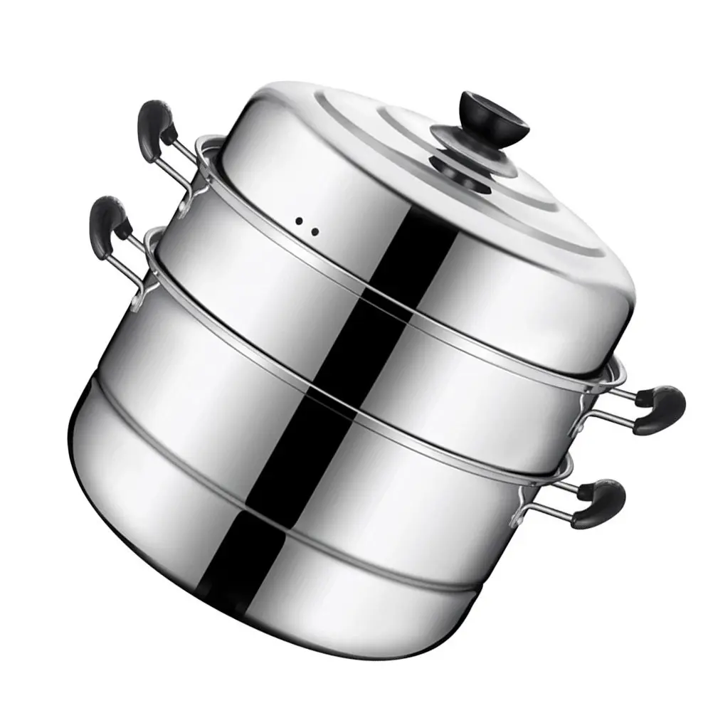 

1Pcs Stainless Steel Three Layer Steamer Pot High Arch Tempered Glass Lid Stackable Cooking Pot Suitable for Induction Cooker