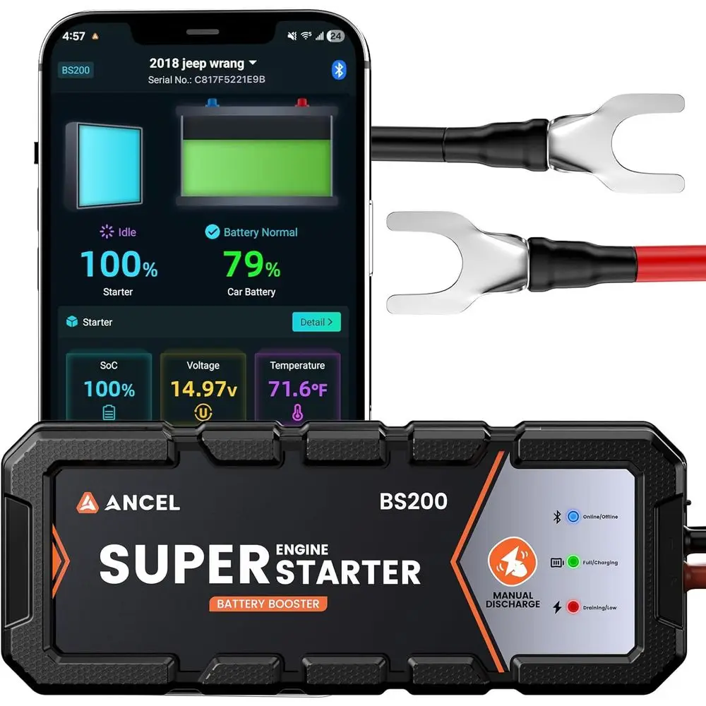 

Super Starter with High-Capacity Battery, Jump Starter & Monitor for 3.0L Vehicles, -40℉ to 176℉