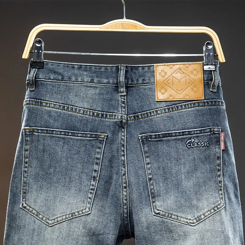 Jeans Slim Fit pour hommes, pantalons skinny décontractés, vêtements assortis, mode haut de gamme, nouvelle tendance, 2024