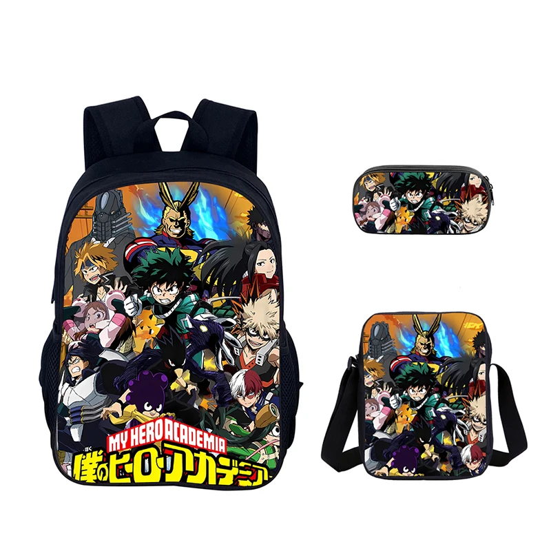 حقيبة ظهر مدرسية للأطفال من M-My Hero Academia مع حقائب كتف وحقائب أقلام رصاص M-My Hero Academia حقائب مدرسية للأولاد والبنات أفضل هدية