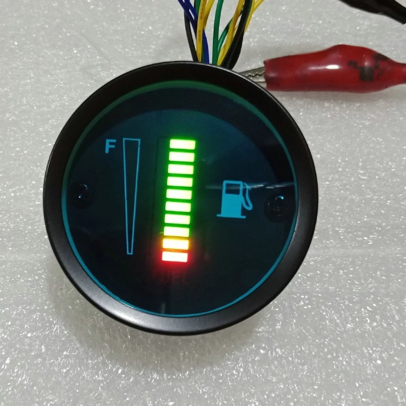 Car, motorcycle modification instrument, iron shell LED display straight oil meter, 12V green display oil meter