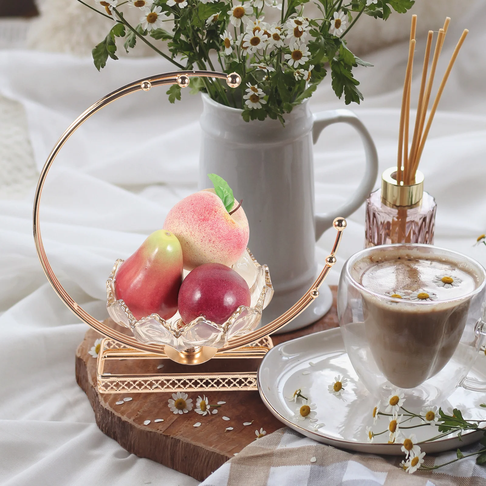 

Glass Fruit Tray Metal Moon Serving Plate Decorative Snack Serving Tray Unique Chic Fruit Plate for Parties Weddings Daily Use