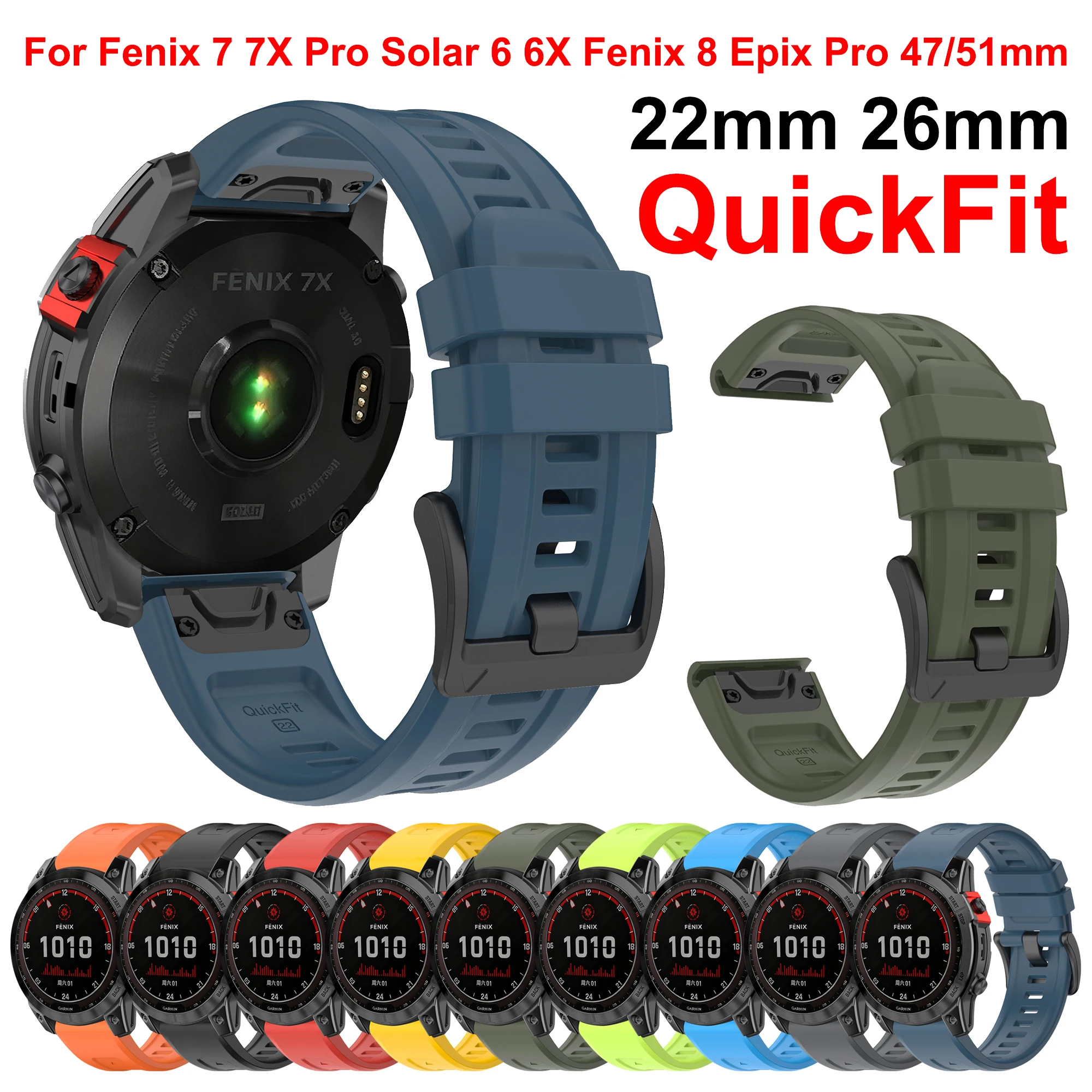 Fenix ​​7 Uhrenarmband für Garmin Fenix ​​7 7X Pro/8 47 51 mm/Epix Pro/6 6X/5X Plus/Enduro 3 Silikonarmband QuickFit 26 mm 22 mm
