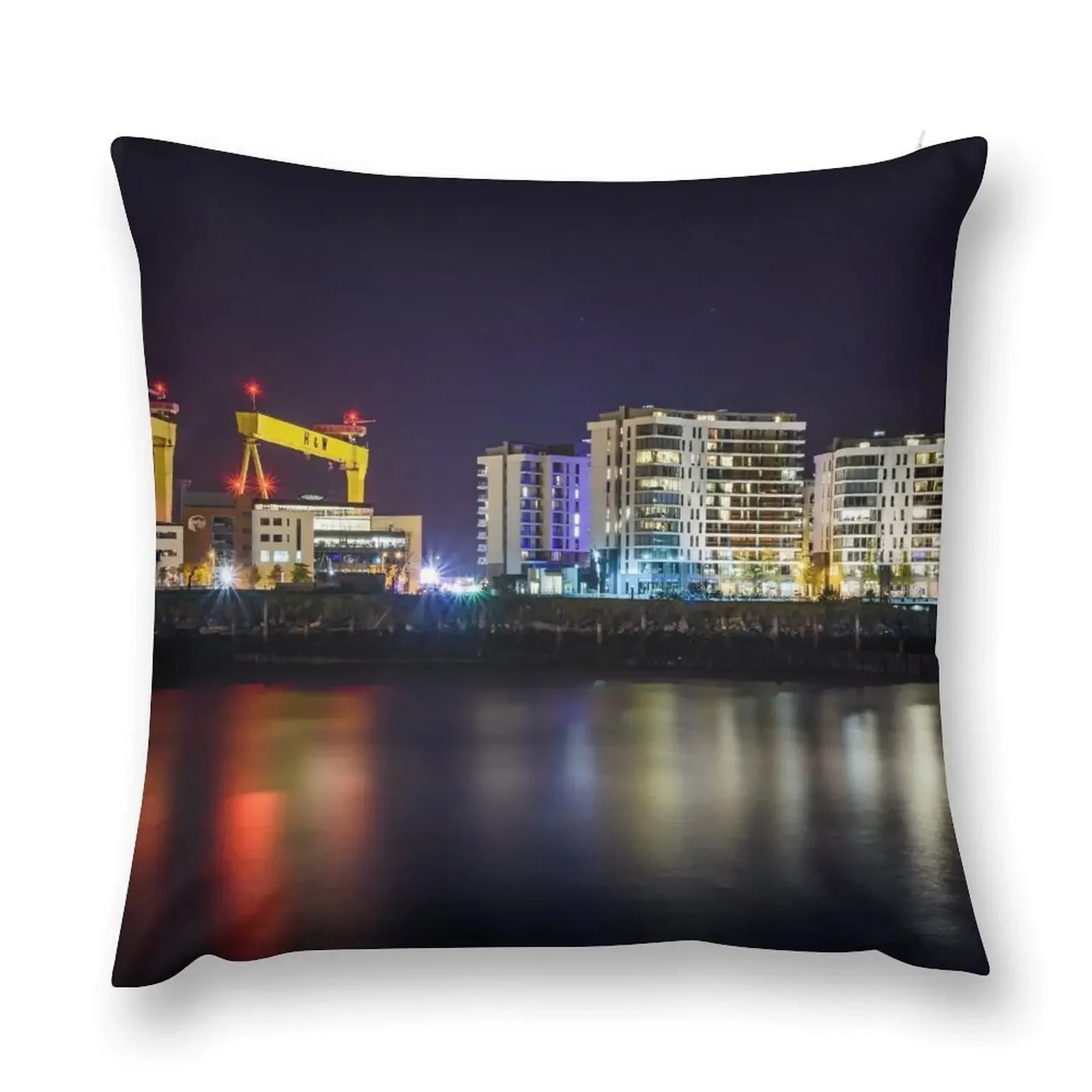 

Belfast Cranes Cityscape Titanic Quarter Northern Ireland Throw Pillow Custom Cushion Photo anime girl pillow