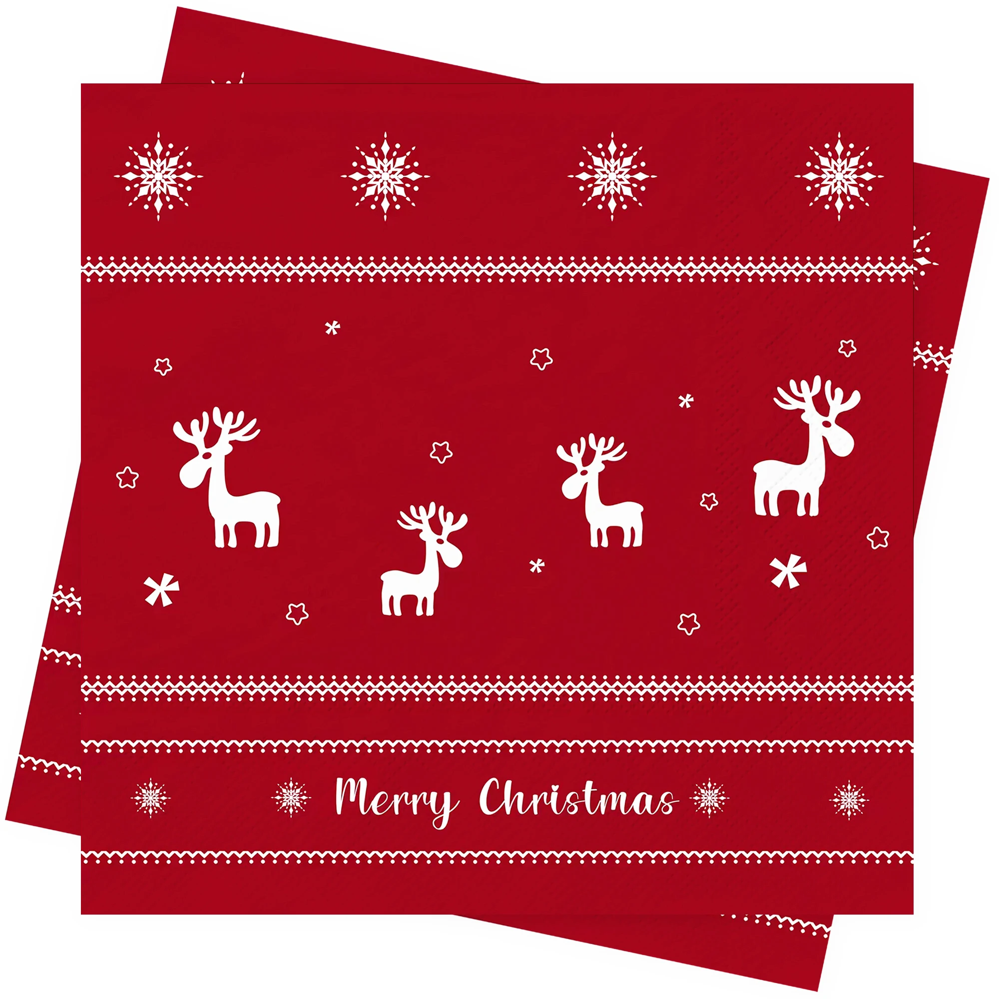 Rote Weihnachtsservietten, Weihnachtstischdekoration, Rentier, Einwegservietten, 33 x 33 cm, Weihnachtsservietten, Party-Dekoration