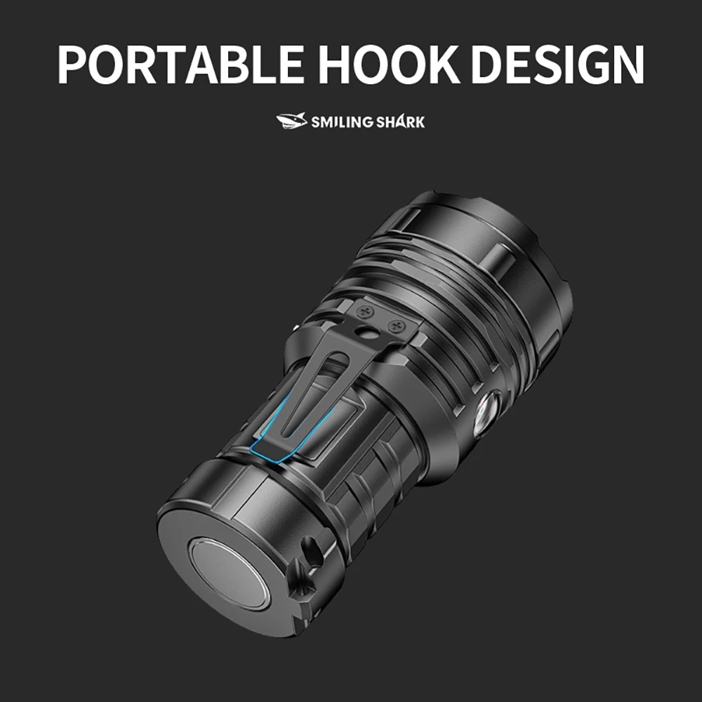 1pc Smiling Shark SD-5295 LED Flashlight, Super Bright Handheld Flashlight, Long-lasting Flash Light Rechargeable for Outdoors