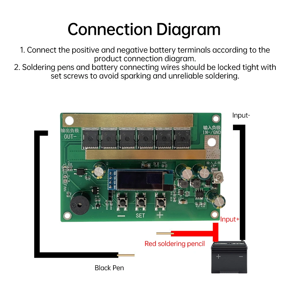 12V Spot PCB Circuit Board Digital Display Spot Welder Control Board Set with Welding Pen Intelligent for Lithium Battery 18650