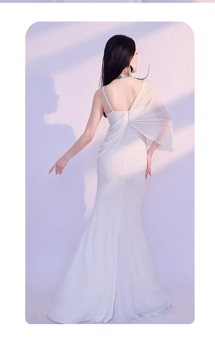 Neues Bauchtanz-Übungsoutfit, Trägerkleid, sexy Bauchbedeckung, orientalisches Tanzkostüm für Auftritte, professionelles Bauchtanz-Outfit. – Detail 18